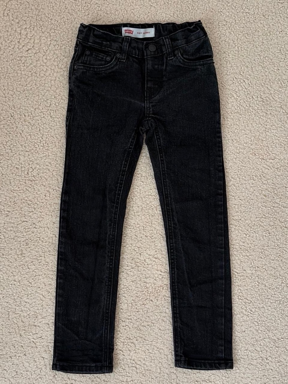 LEVIS BOYS 510 SKINNY FIT BLACK JEANS W ADJUSTABLE WAIST